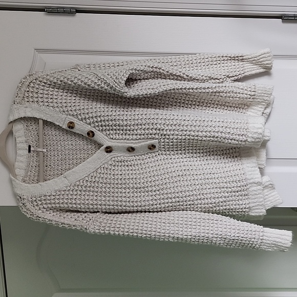 Free People Whistle Henley waffle sweater size medium in cream - Picture 6 of 12